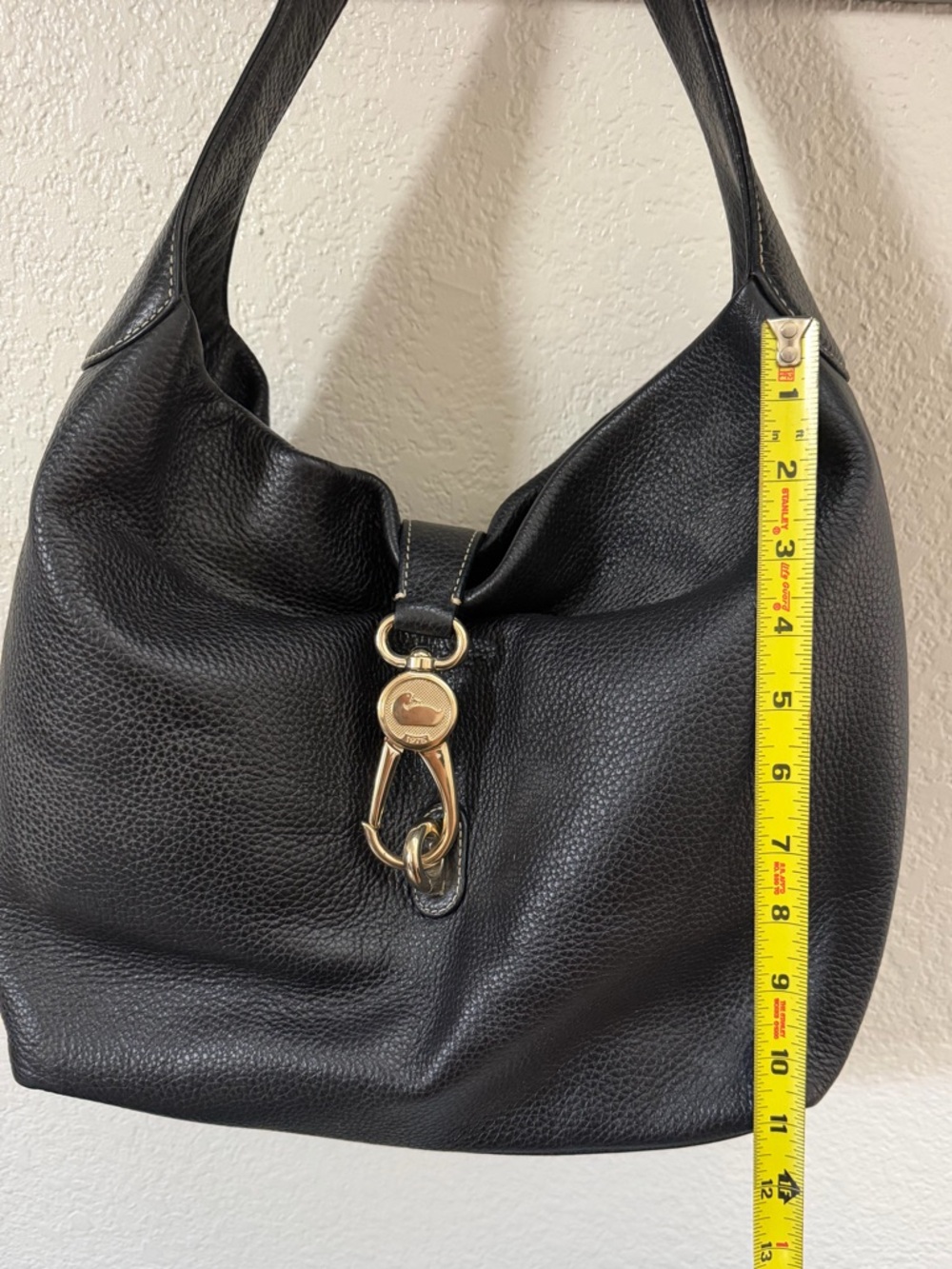 Black Leather Hobo Bag with Gold Hardware - Picture 3 of 4
